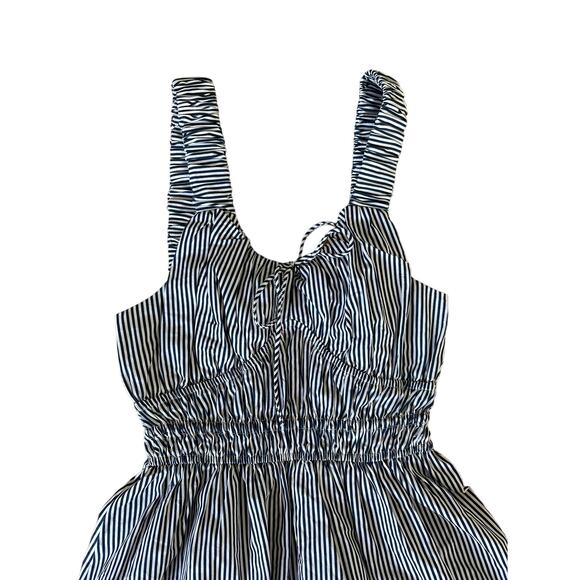 ASOS Design - Wide Strap Channel Waist Mini Striped Sundress in White & Blue - Picture 2 of 4